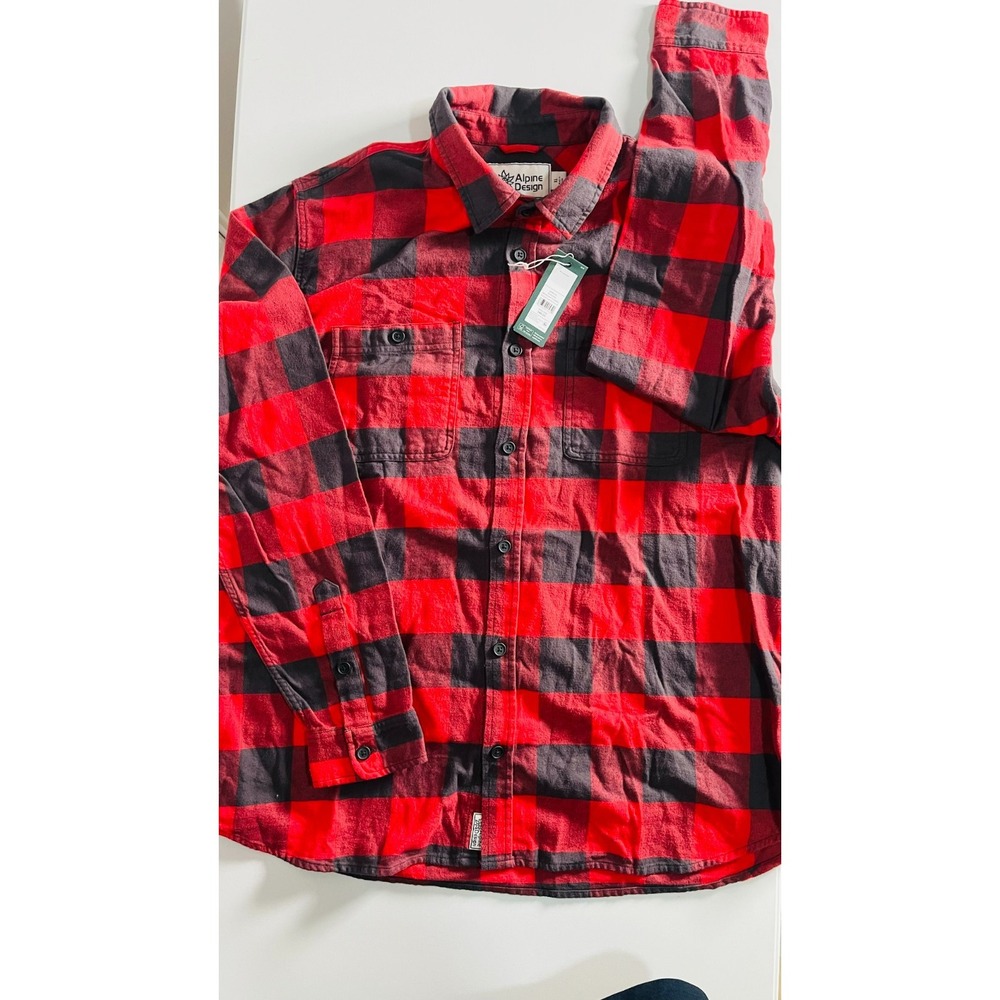 New Alpine Design men's XL plaid flannel shirt red/black